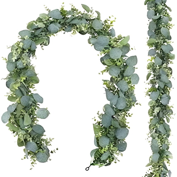 LAMIRO 5.9' Long Faux Eucalyptus Leaves Greenery Artificial Wedding Arch Garland Doorways Table Indoor Outdoor Decoration