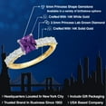 thumbnail image 2 of Gem Stone King 14K White And Yellow Gold Purple Amethyst and Lab Grown Diamond Engagement Ring for Women | 2.04 Cttw | Princess 6MM | Gemstone February Birthstone | Size 5, 2 of 6