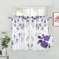 thumbnail image 1 of GlowSol Cafe Curtains 26"W x 36"L Semi-Sheer Small Curtains Farmhouse Light Filtering Short Tier Curtains for Kitchen Bathroom Nursery, 2 Panels, Purple, 1 of 6