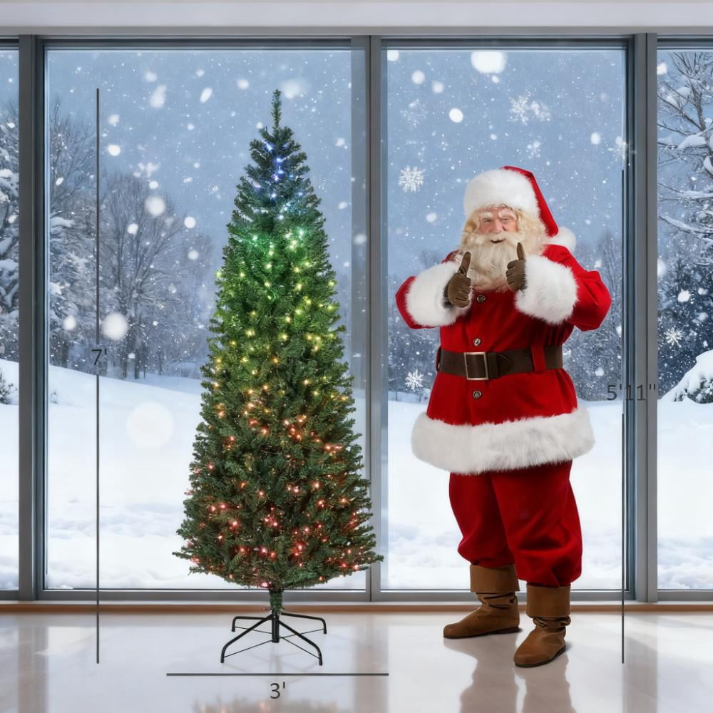 7ft Smart Prelit Christmas Tree with 350 RGB LED Lights 1245 Tips Remote App Control Indoor Decor