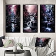 thumbnail image 1 of Designart "Uncharted Journey Beneath the Pink Tree Waterfall I" Landscapes Framed Wall Art Set Of 3 - Pink Waterfall Frame Gallery Wall Set For Home Decor, 1 of 6