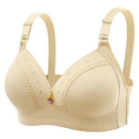 

JGGSPWM Woman Sexy Sports Bra Without Steel Rings Sexy Everyday Bras Vest Lingerie Underwear Beige M