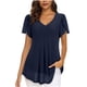 thumbnail image 1 of Fiudx Ofertas y Liquidaciones Camiseta de Manga Corta con Cuello En V Informal de Color Sólido de Gasa a La Moda para Mujer, 1 of 5