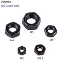 thumbnail image 3 of 100Pcs Din934 M2-M5 Hex Nuts Black Zinc Plated Carbon Steel For Machine Fastener(M3), 3 of 7