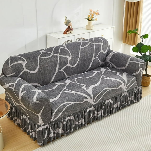 Nvzi Housse de Canapé pour Canapés Housses de Canapé Extensibles pour Salon Ajustement Facile Lavable Protecteur de Meubles avec Jupe, 1 Pce (tyle J, 2 Places)