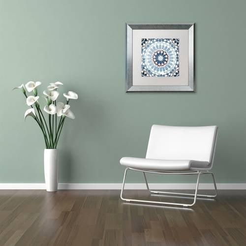 Trademark Fine Art "Moroccan Blues IV" Canvas Art by Color Bakery White Matte, Silver Frame