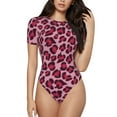 thumbnail image 2 of Goofa Rose Leopard Print Printed Women Rash Guard Short Sleeve,Tummy control Swimsuit Surfing Swimsuit Bathing Suit One Piece Swimsuit UPF 50-Medium, 2 of 9