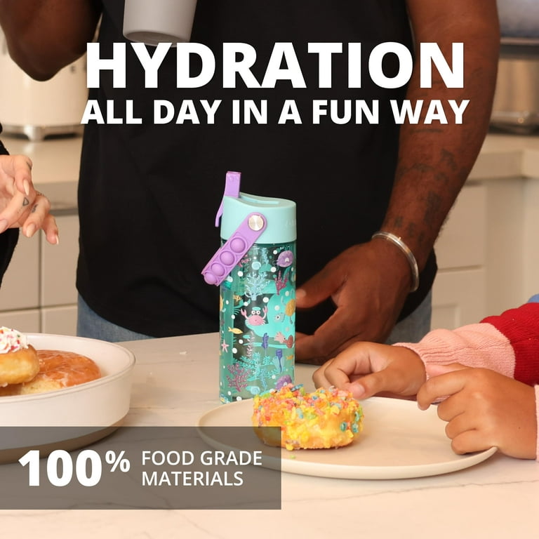 NEW Splash Leak Proof Water Bottle Safe for Toddlers and Kids Dishwasher  Safe, Straw Lid & Fidget Popper Handle 
