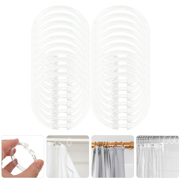 OFFIGAM 20Pcs Clear Circular Shower Curtain Hooks Acrylic for Home Use