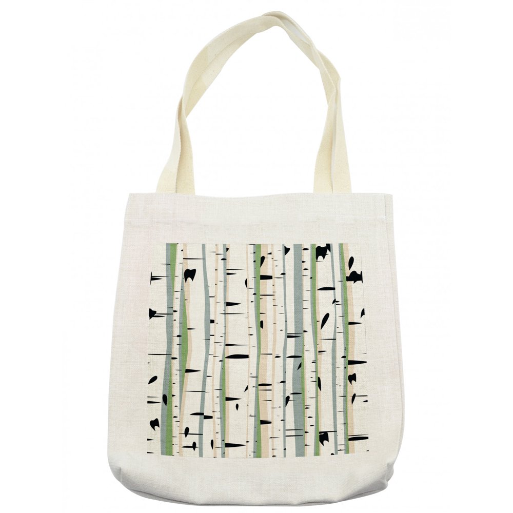 Forest Tote Bag, Dense Tree Formation Birch Trunks Abstract Grove