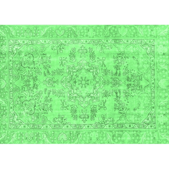 Ahgly Company Indoor Rectangle Abstract Emerald Green Modern Area Rugs, 7' x 9'