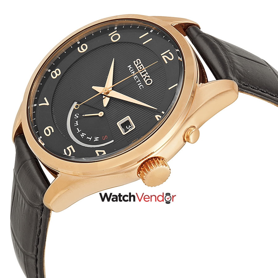 seiko kinetic black and gold
