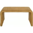 thumbnail image 2 of 36 Inch Square Rattan Coffee Table, Waterfall Edges, Natural Textured Brown, 2 of 5