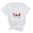 thumbnail image 4 of WREESH Casual Crew Neck T-Shirt Women's Canada Day Maple Leaf Print Summer Blouse White, 4 of 5