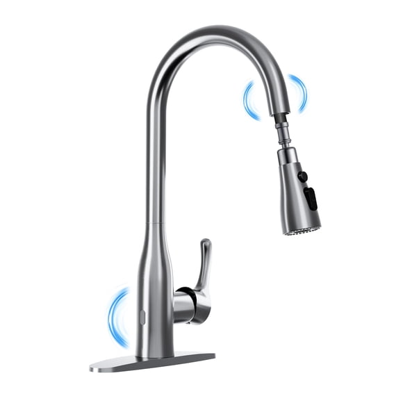QinaQin Touchless Kitchen Faucet with Pull Down Sprayer, Brushed Nickel Sensor Sink Faucet
