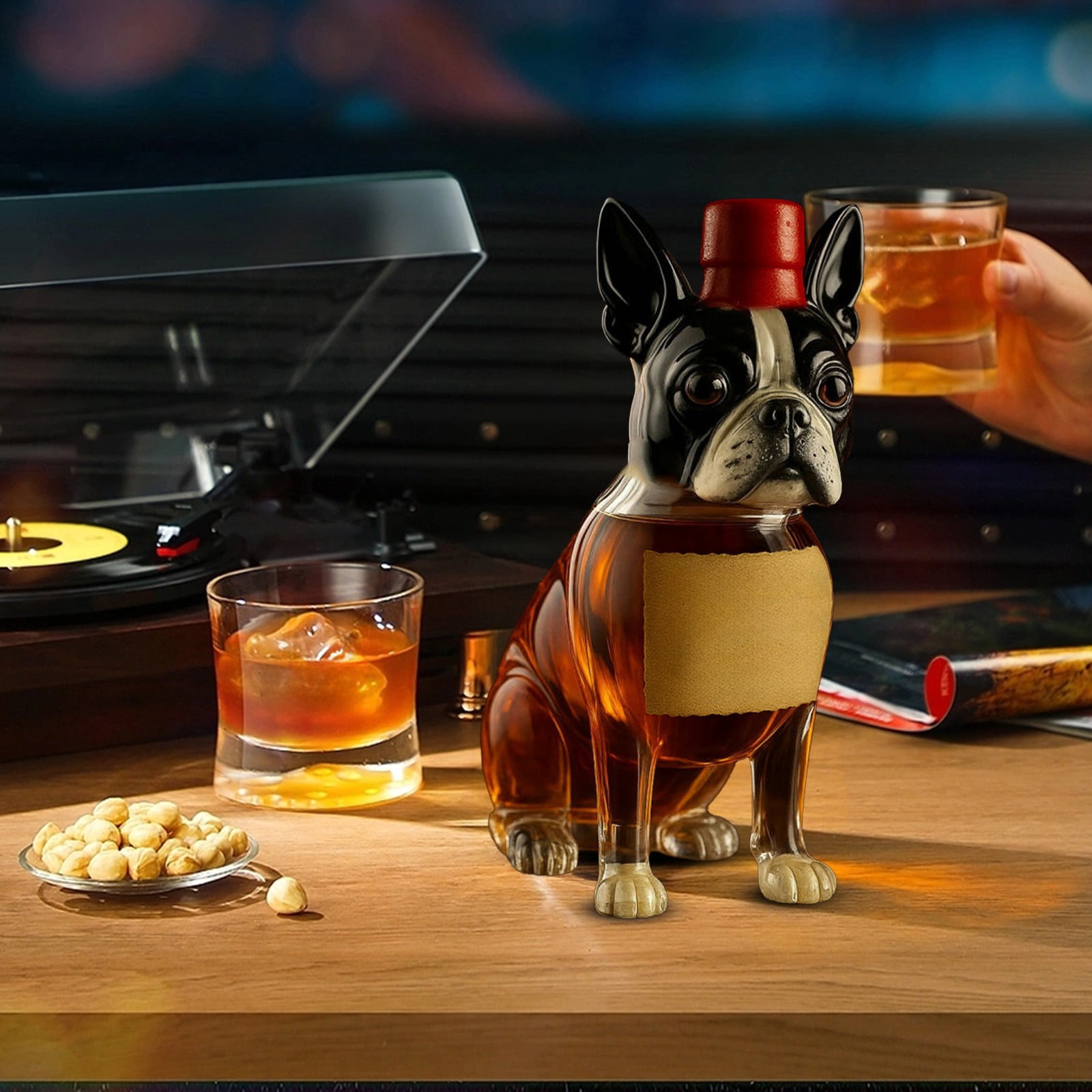 Carafe à Whisky En Verre En Forme D'animal - Éléphant, Cerf, Loup Ou Chouette, 120 Ml, Décoration Et Service