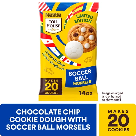 Nestle Toll House Chocolate Chip Cookie Dough with Soccer Ball Morsels, Ready to Bake 14 oz
