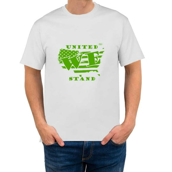 The Season Essentials All States Collection “United We Stand” 100% Cotton Unisex T-shirt Graphic Tee, White/Green, Large