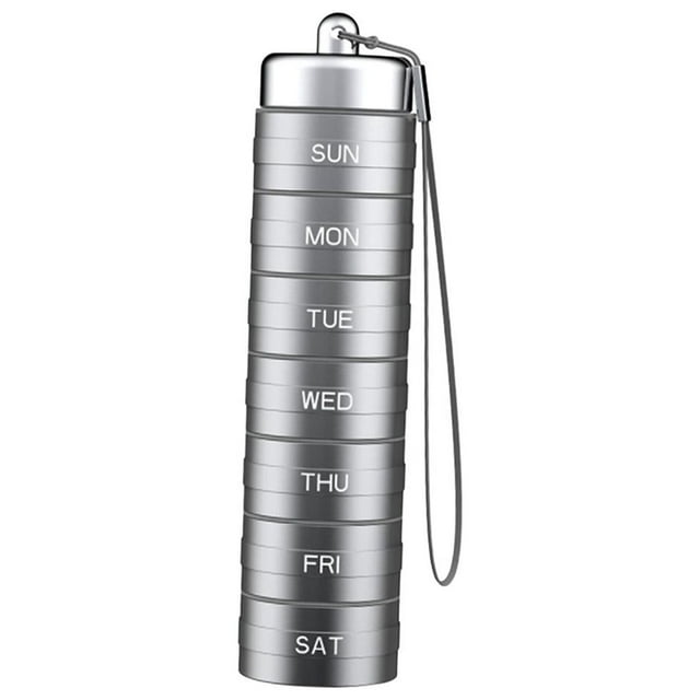 Pastillero diario con 7 compartimentos, pastillero diario, planificador portátil, pastillero de viaje Gris Yuyangstore Organizador Semanal