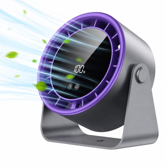 Behome Desk Fan, Small Table Fan with 5 Speeds Adjustable Strong Wind, Mini Desktop Fan with LED Display for Office, Home, Bedroom, kitchen, Black