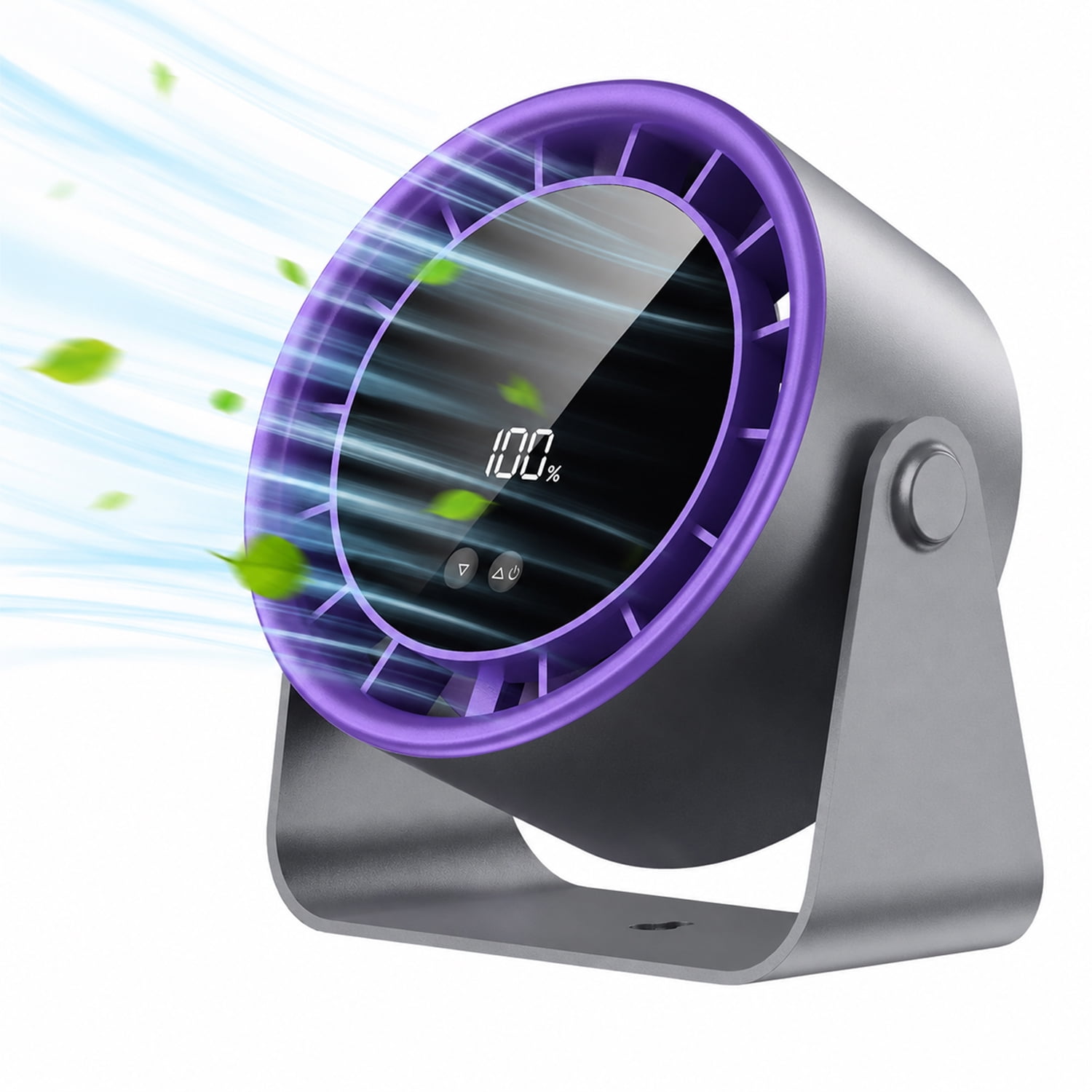 Behome Desk Fan, Small Table Fan with 5 Speeds Adjustable Strong Wind, Mini Desktop Fan with LED Display for Office, Home, Bedroom, kitchen, Black