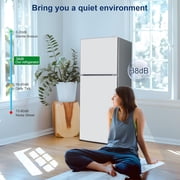 GGTB 4.8 Cu.ft 2-Door Refrigerator with Freezer, Adjustable Thermostat, Compact Fridge for Apartment Office Kitchen, Silver