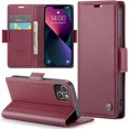 thumbnail image 1 of Funda para iPhone 13 Mini, tipo billetera con tarjetero, función atril, bloqueo RFID, cierre magnético, protección a prueba de golpes, de piel sintética, con tapa tipo billetera, 1 of 7