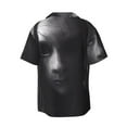 thumbnail image 6 of Lsque Mystical Masked Figure Monochrome print Men's Cuban Collar Short Sleeve Shirt Summer Beachwear Casual Button Down Fashionable Vacation Leisure Shirt-Medium, 6 of 7