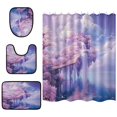 thumbnail image 2 of 4-Piece Bathroom Set with Waterproof Shower Curtain with Non-Slip Bath Mat, U-Shaped Mat & Toilet Lid Cover White Clouds and Waterfalls, 2 of 8