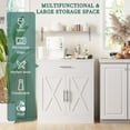 thumbnail image 5 of Modern Farmhouse Sideboard Buffet Cabinet with Storage with 2 Doors, Barn Doors Buffet Cabinet with Storage, Wood Coffee Bar Cabinet with Adjustable Shelf for Kitchen, Living Room,White, 5 of 16