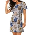 thumbnail image 2 of Rocae Antique Vintage Teapot Coffee Grinder for Nightgowns for Women Sleep Shirts Short Sleeve Nightshirt Pullover Nightdress, 2 of 6