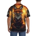 thumbnail image 3 of Fotbe Sunset Maple Tree Fox Camisa Estampada de Manga Corta para Hombre, Casual de Verano, Estilo Playero, Sin Arrugas-Large, 3 of 5