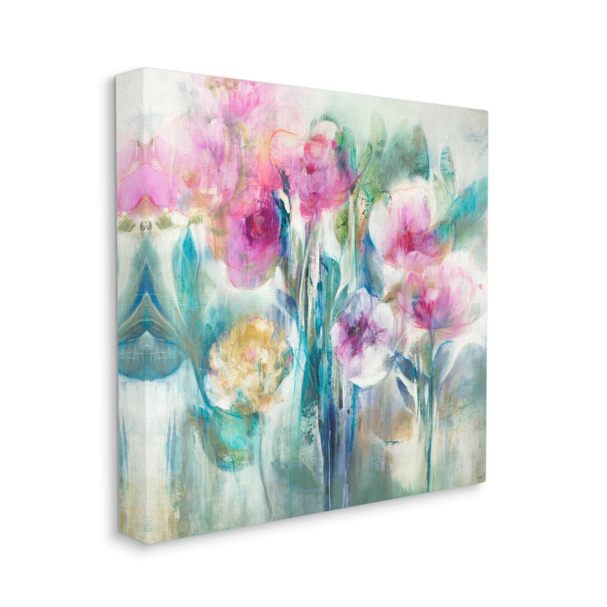 Stupell Industries Delicate Rainy Flowers Pink Peonies Painterly Illustration , 24 x 24, Design by Third and Wall