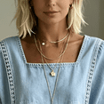 thumbnail image 3 of Morttic Women's Square Neck Faux Denim Mid Sleeve Blouse – Solid Color Casual Top with Lace Trim Front Summer Daily Outfit Light Blue，XL, 3 of 6
