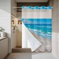 thumbnail image 4 of Beach Coastal No Hook Shower Curtain with Snap in Liner, Waterproof Fabric Shower Curtains, Summer Nautical Seaside Ocean Shower Curtain Set Top See Through for Bathroom 72"x96", 4 of 8