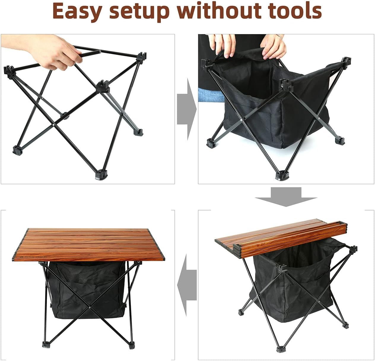 Portable Camping Table Ultralight Aluminum Camp Table Folding Beach Table for Camping Hiking Backpacking Outdoor Picnic, Size M