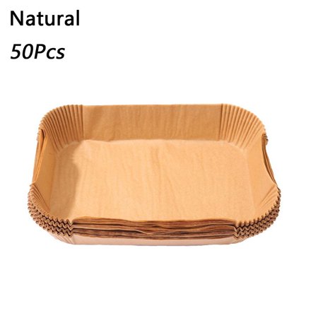 50/100x Oil-Proof Oven Pan Pad Oil Paper Tray Non-Stick Disposable Paper Liner Air Fryer Liner Air Fryer Paper Liner Baking Paper NATURAL 50PCS
