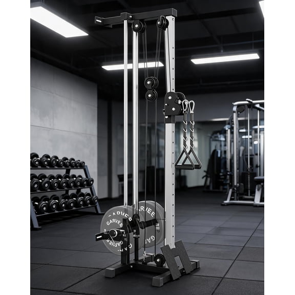 Wall Mount Cable Machine for Home Gym – 18-Position Dual Pulley Crossover – LAT Pulldown Station – Adjustable Full Body Strength Trainer – Space-Saving, Smooth Pulley Action for Home Fitness – Black