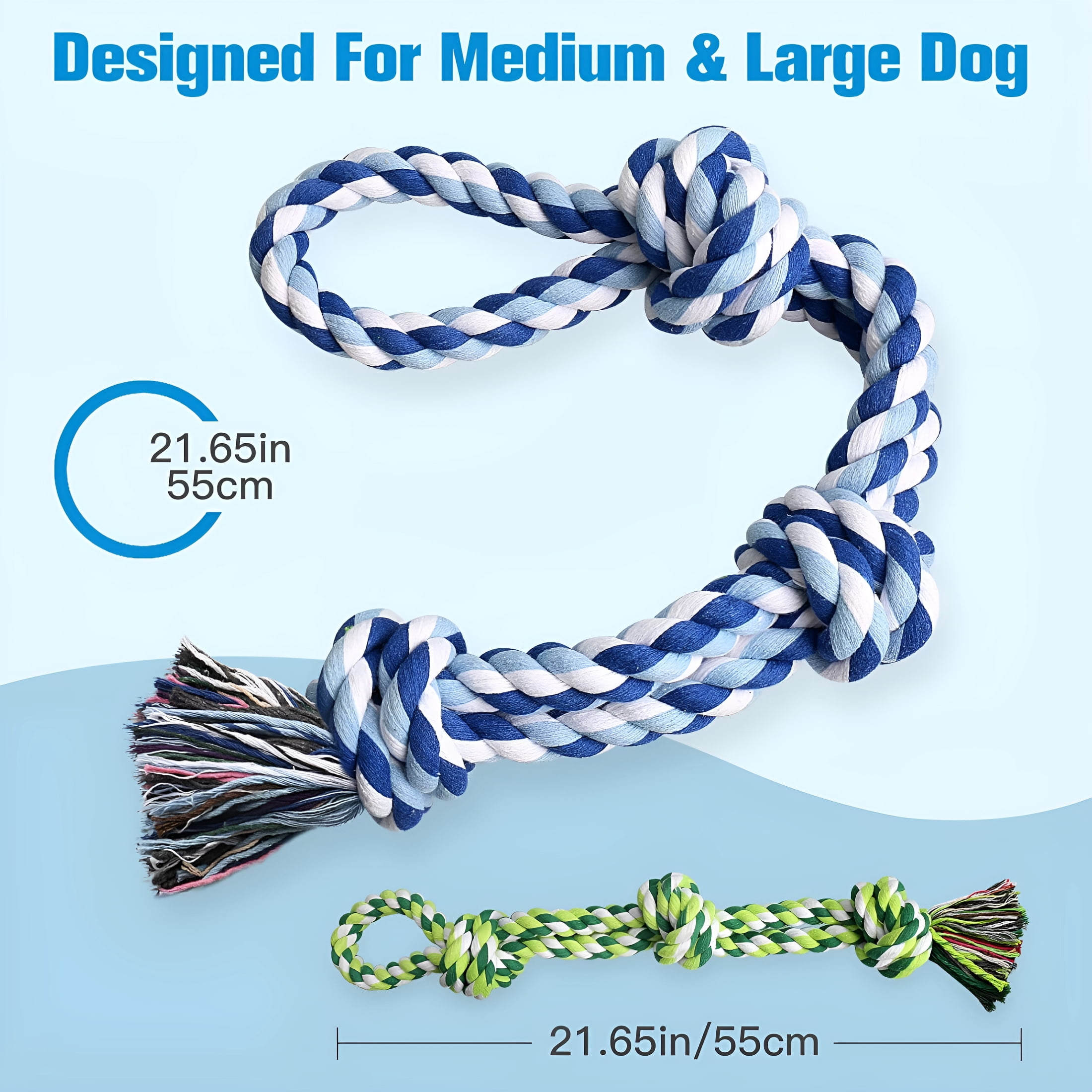 BESTSKY Dog Rope Toys 2 Nearly Indestructible Dogs Toy for Medium to Large Breed, Dental Cleaning Chew/Tug Toy for Boredom, Dog Grinding Teeth for Aggressive Chewers