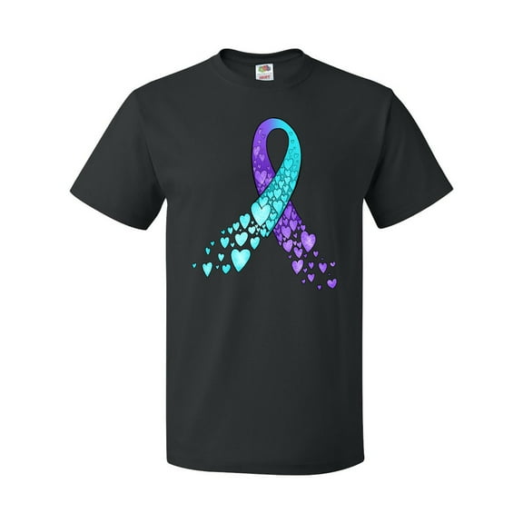 Inktastic Suicide Prevention Ribbon with Blue and Purple Hearts T-Shirt