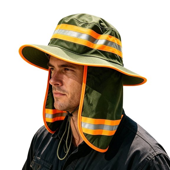 Breathable Outdoor Work Hat With Protective Neck Coverage Wide Brim Sun Shield Style Cap For Construction Gardening And Outdoor Tasks