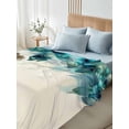 thumbnail image 5 of Teal Feather Flat Sheet Only Twin Size, Soft Breathable Bed Top Sheets for Mattress, Farmhouse Feather Art Teal Ombre Luxury Bedding Flat Sheets for Home Hotel Bedroom Bed Protection, 5 of 9
