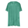 thumbnail image 6 of AXXD Basic Blouses for Women Dressy Casual Summer 2024 Casual Solid Color Gold Velvet Casual Pleated Pocket Short Sleeved Top, 6 of 7