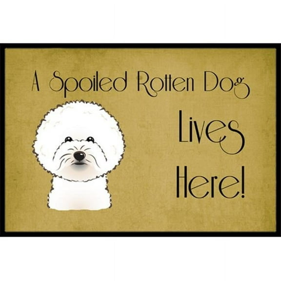 Caroline's Treasures BB1465JMAT Bichon Frise Spoiled Dog Lives Here Door Mat, Indoor Rug or Outdoor Welcome Mat 24x36