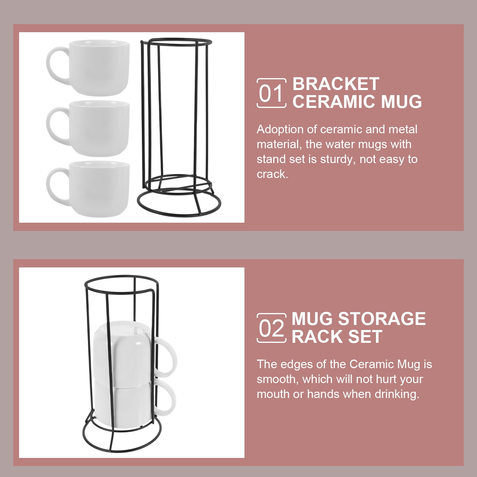White Ceramic Coffee Mug Espresso Cups Milk Storage Rack Office