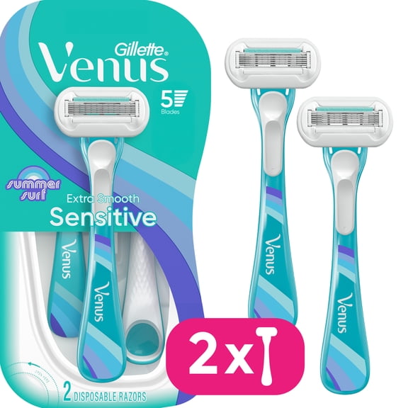Venus Summer Surf Extra Smooth Sensitive Disposable Razors, 2 Count