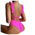 thumbnail image 4 of Clearance under $5 JINMGG Womens Plus Size Clearance Women's One-piece Swimsuit V-neck Backless Swimsuit Solid One-piece Bikini Ruffle Swimsuit, 4 of 7
