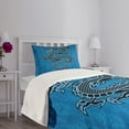 thumbnail image 5 of Ambesonne Dragon Quilted Bedspread Set 2 Pcs, Year of the Dragon, Twin Size, Blue Black White, 5 of 6