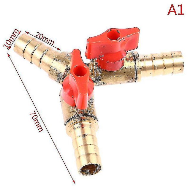 1pc 8/10mm 3 Way Shut Off Ball Valve Fuel Gas Connector Brass Y Type Ball Valve