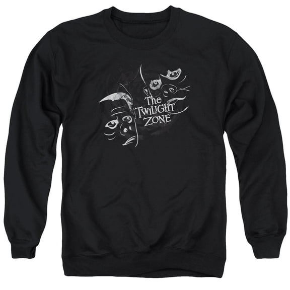 Twilight Zone Strange Faces Adult Crewneck Sweatshirt Black